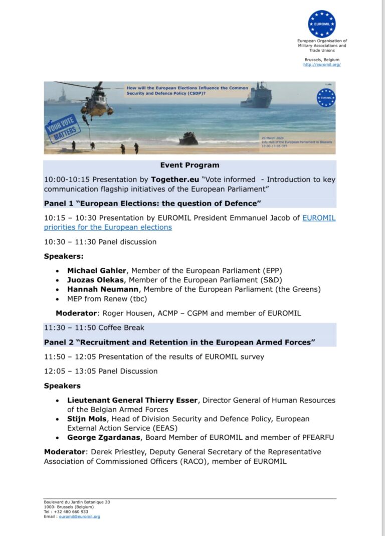 Comunicato Stampa – Il S.U.M. a Bruxelles per il convegno EUROMIL