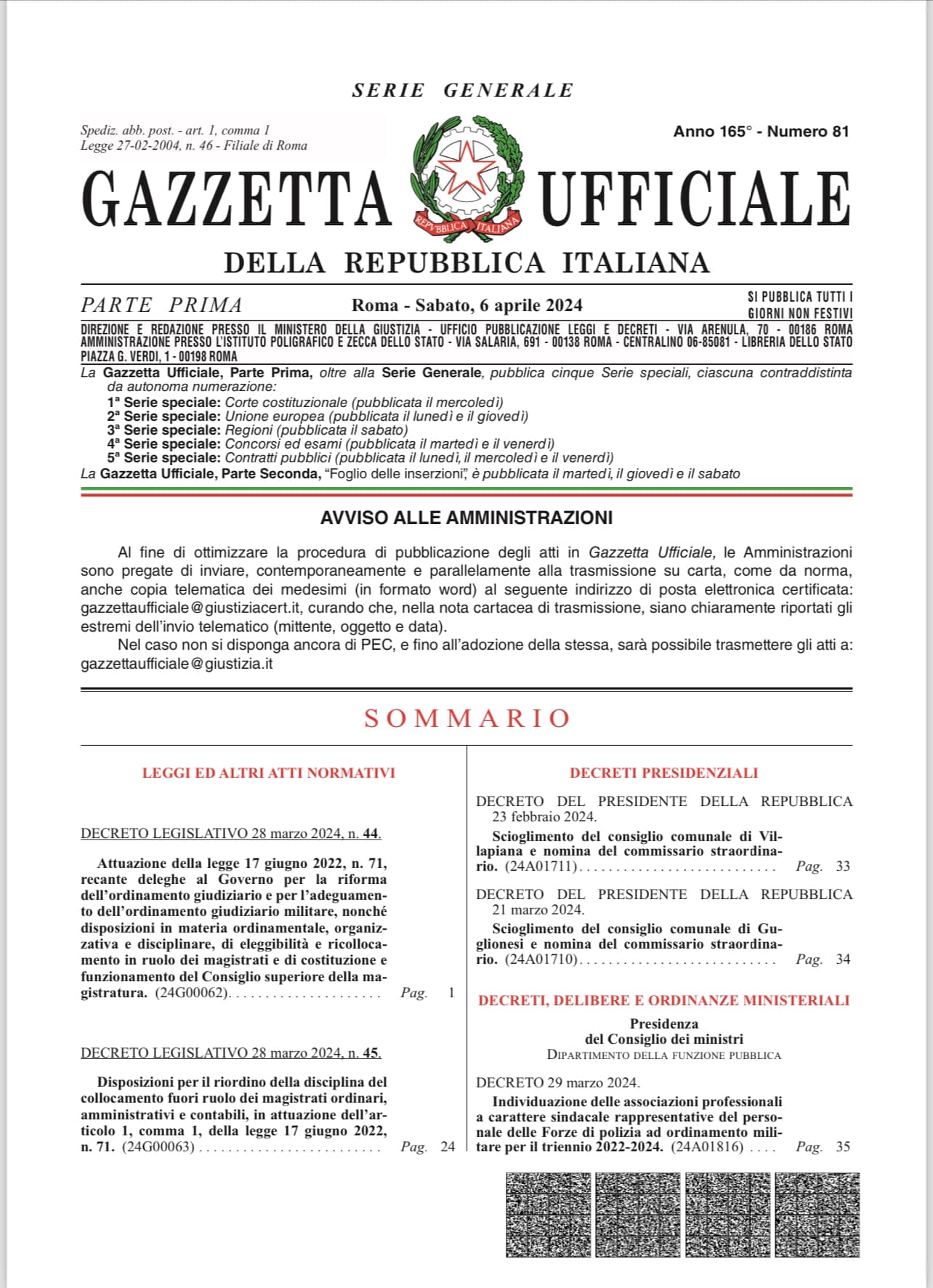 Gazzetta Ufficiale Rappresentatività