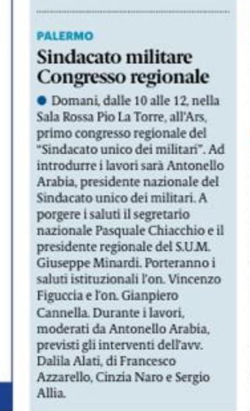 Comunicato Stampa – Preparativi per il I Convegno Regione Siciliana