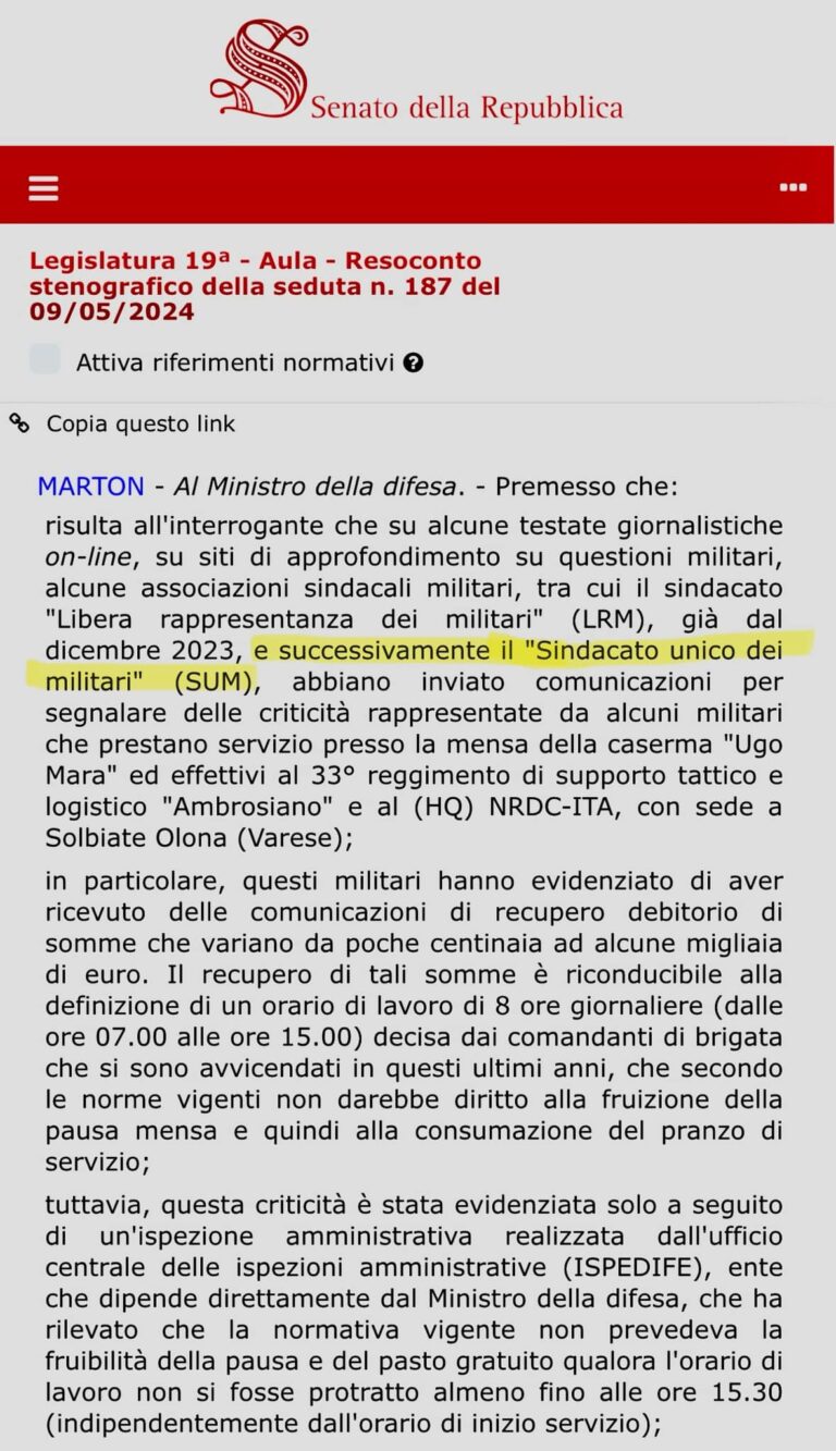Comunicato Stampa – Il S.U.M. entra in Parlamento