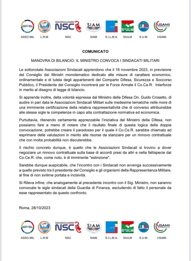 Comunicato Stampa – Manovra di Bilancio