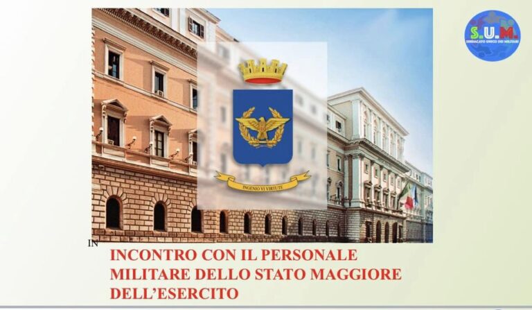 Comunicato Stampa – Il S.U.M. presso lo STATO MAGGIORE DELL’ESERCITO